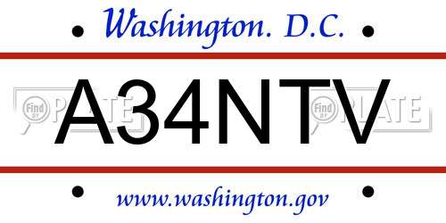 A34NTV District Of Columbia License Plate