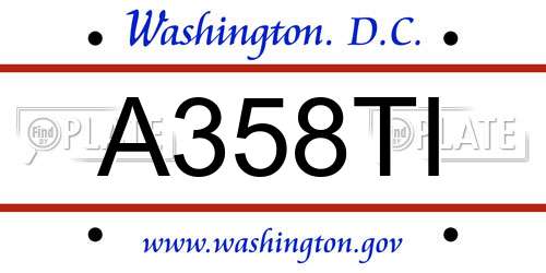 A358TI District Of Columbia License Plate