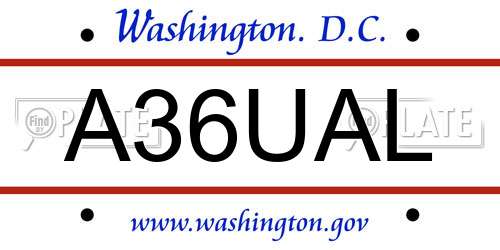 A36UAL District Of Columbia License Plate