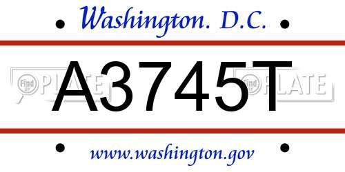A3745T District Of Columbia License Plate
