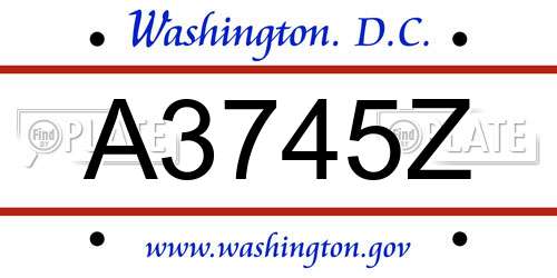A3745Z District Of Columbia License Plate
