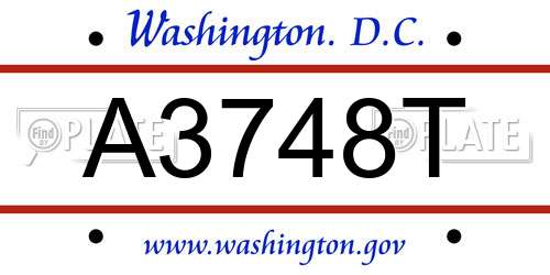 A3748T District Of Columbia License Plate