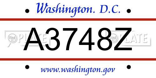 A3748Z District Of Columbia License Plate