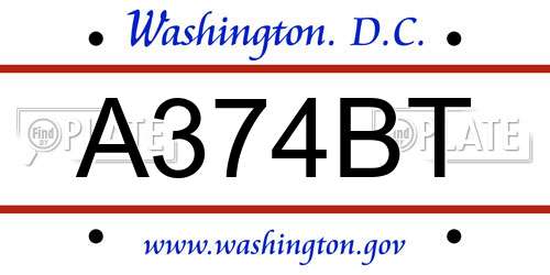 A374BT District Of Columbia License Plate
