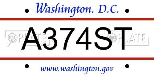 A374ST District Of Columbia License Plate