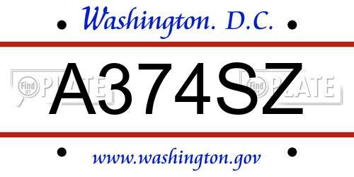 A374SZ District Of Columbia License Plate