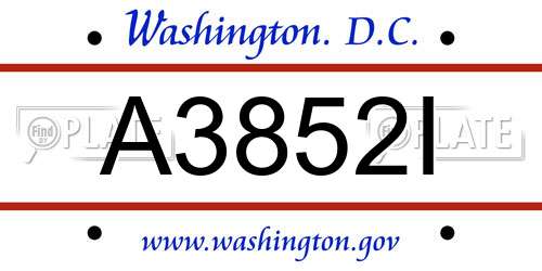 A3852I District Of Columbia License Plate