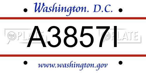 A3857I District Of Columbia License Plate