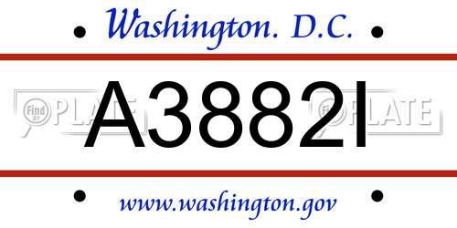 A3882I District Of Columbia License Plate