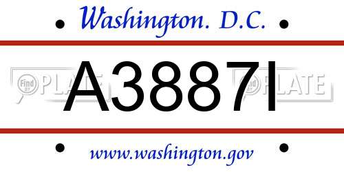 A3887I District Of Columbia License Plate