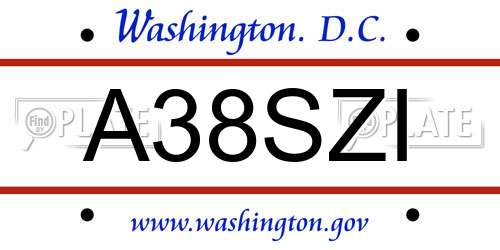 A38SZI District Of Columbia License Plate