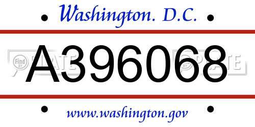 A396068 District Of Columbia License Plate