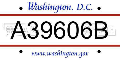A39606B District Of Columbia License Plate