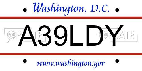A39LDY District Of Columbia License Plate