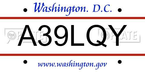 A39LQY District Of Columbia License Plate