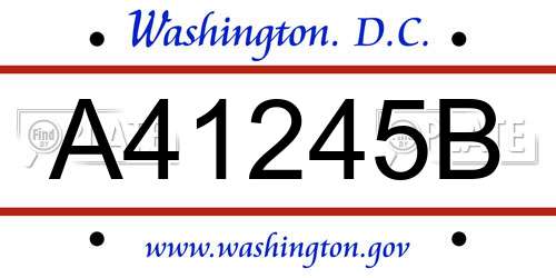 A41245B District Of Columbia License Plate