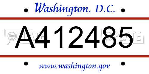 A412485 District Of Columbia License Plate