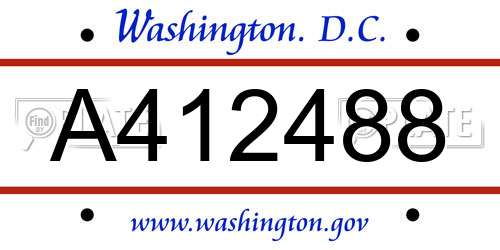 A412488 District Of Columbia License Plate