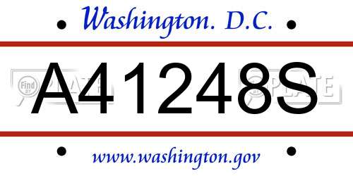 A41248S District Of Columbia License Plate