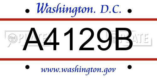 A4129B District Of Columbia License Plate
