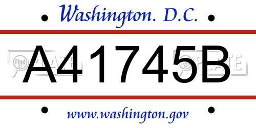 A41745B District Of Columbia License Plate