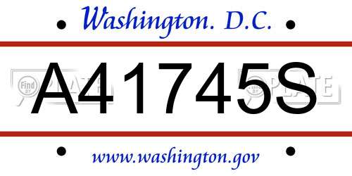 A41745S District Of Columbia License Plate
