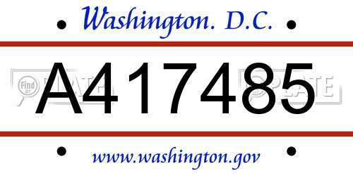 A417485 District Of Columbia License Plate