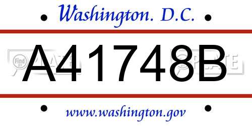 A41748B District Of Columbia License Plate