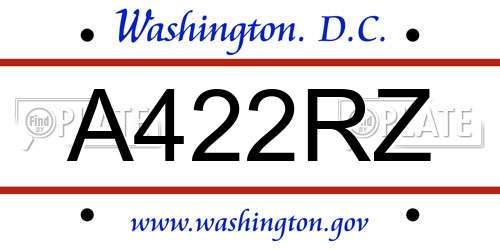 A422RZ District Of Columbia License Plate
