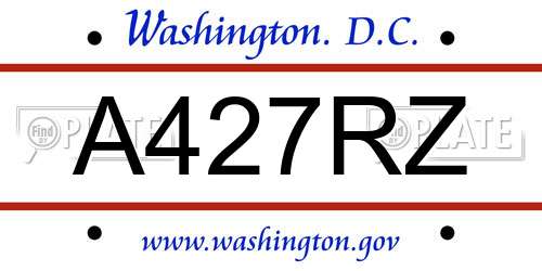 A427RZ District Of Columbia License Plate