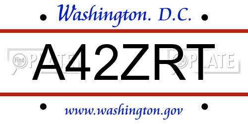 A42ZRT District Of Columbia License Plate