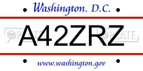 A42ZRZ District Of Columbia License Plate