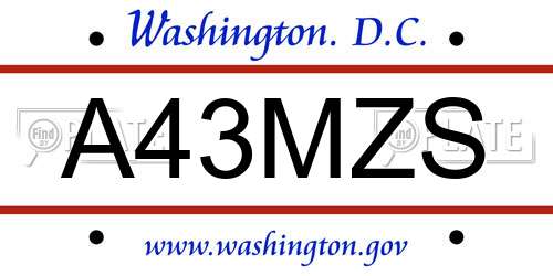 A43MZS District Of Columbia License Plate