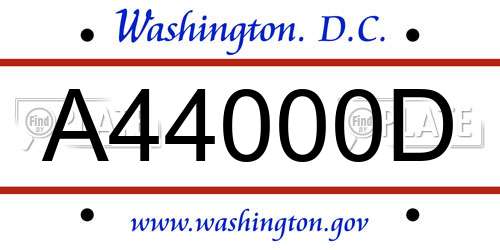 A44000D District Of Columbia License Plate