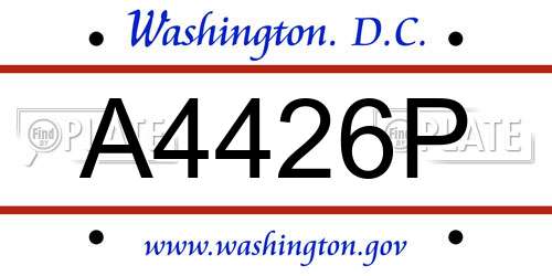 A4426P District Of Columbia License Plate