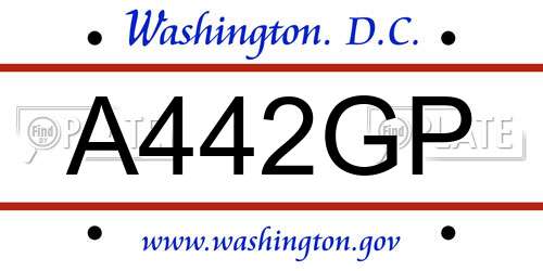 A442GP District Of Columbia License Plate