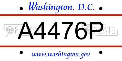 A4476P District Of Columbia License Plate