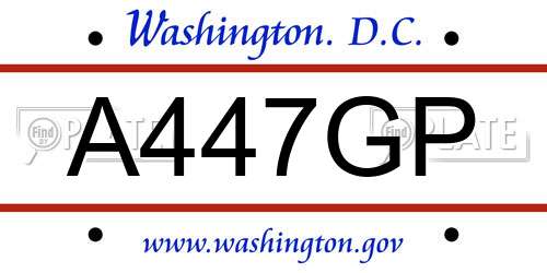 A447GP District Of Columbia License Plate