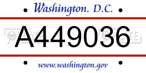 A449036 District Of Columbia License Plate