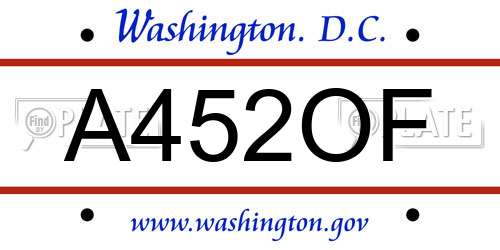 A452OF District Of Columbia License Plate