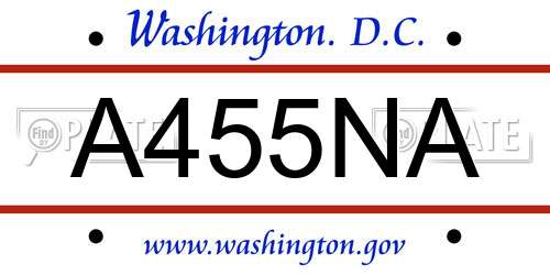 A455NA District Of Columbia License Plate
