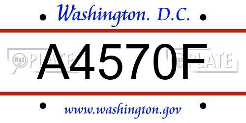 A4570F District Of Columbia License Plate