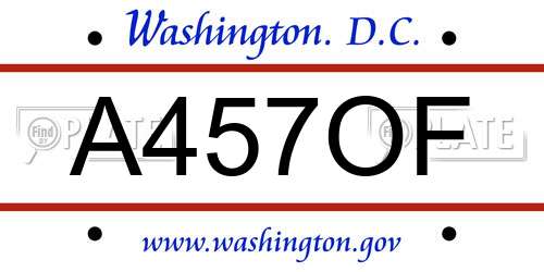A457OF District Of Columbia License Plate
