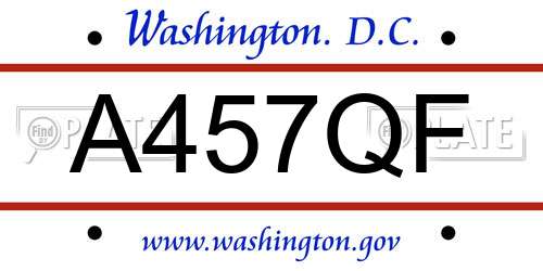 A457QF District Of Columbia License Plate
