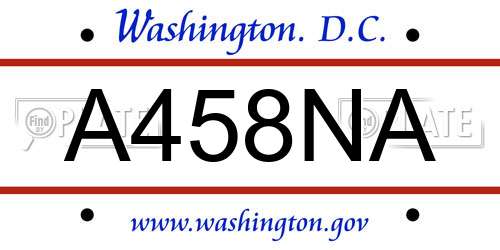 A458NA District Of Columbia License Plate