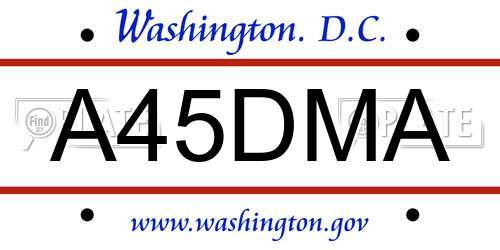 A45DMA District Of Columbia License Plate