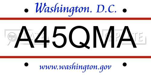 A45QMA District Of Columbia License Plate