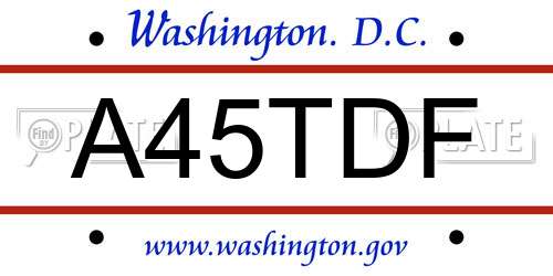 A45TDF District Of Columbia License Plate
