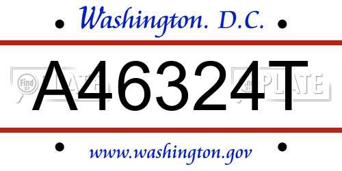 A46324T District Of Columbia License Plate