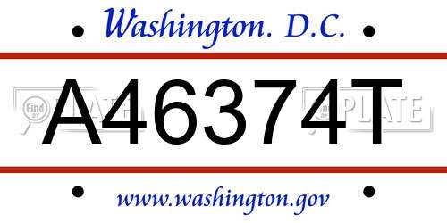 A46374T District Of Columbia License Plate